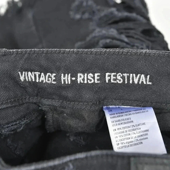 American Eagle Vintage Hi-Rise Festival Jean Shorts Distressed Size  0 - Picture 8 of 13